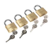 Sealey Padlock S0992 – Brass Body & Cylinder, Keyed Alike – Pack of 4