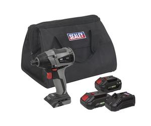 Sealey Brushless Impact Driver Kit 1/4"Hex 20V SV20 Series - 2 Batteries CP20VID