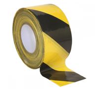 Sealey Hazard Warning Barrier Tape Black / Yellow 48mm 50m