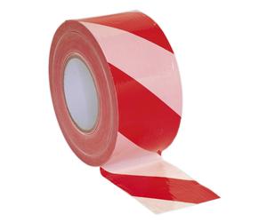 Sealey Btrw Hazard Warning Barrier Tape 80Mm X 100Mtr Red/White Non-Adhesive