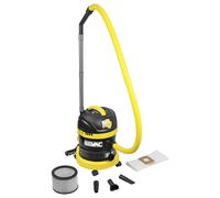 Sealey BuilderVac Wet & Dry Vacuum Cleaner, M Class Filtration, Stainless Steel Drum, 15L, 110V, 1000W PC150BV110V, Black/Yellow