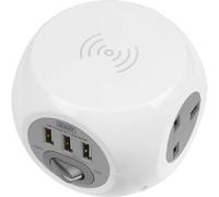 Sealey EL144WC Extension Cable Cube 1.4M 3 X 230V & 3 X Usb Sockets & Wireless Charging Pad