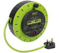 Sealey BCR10G Cassette Type Cable Reel Green With Thermal Trip 2 X 230V And 2 X Usb 10M