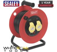 Sealey Cable Reel 25m 2 x 110V 1.5mm² Heavy-Duty Thermal Trip