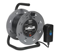 Sealey BCR25RCD 25m Cable Reel with Thermal Trip & RCD Plug 4 x 230V