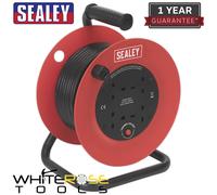 Sealey Cable Reel 25m 4 x 230V 1.5mm² Heavy-Duty Thermal Trip