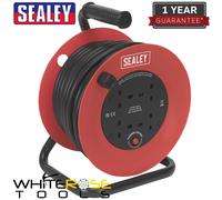 Sealey Cable Reel 25m 4 x 230V 2.5mm² Heavy-Duty Thermal Trip