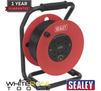 Sealey Cable Reel 50m 4 x 230V 1.5mm² Heavy-Duty Thermal Trip