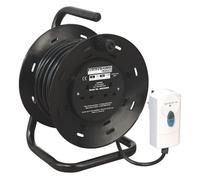 Sealey Cable Reel Extension 25 Metres With Rcd Plug 2X 230V Sockets Bcr25Rcd
