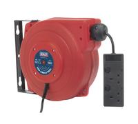 Sealey CRM15 15m Retractable Extension Cable Reel 2x 230V Sockets