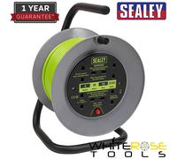 Sealey Cable Reel with Thermal Trip 4 x 230V 15m - Green