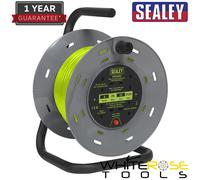 Sealey Cable Reel with Thermal Trip 4 x 230V Sockets 25m - Green