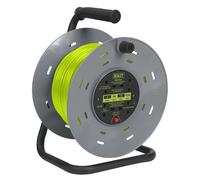 Sealey Cable Reel with Thermal Trip 4 x 230V Sockets 50m - Green - BCR50G