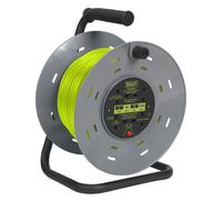 Sealey Cable Reel with Thermal Trip 4 x 230V Sockets 50m - Green - BCR50G