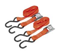 Sealey Cam Buckle Strap TD05025CS 25mm x 2.5m Polyester Webbing with S-Hooks 500kg