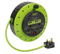 Sealey Cassette Type Cable Reel Green 2 x 230V and 2 x USB 10m - BCR10G