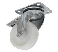Sealey Swivel Plate Total Lock Castor White Polyamide 100mm