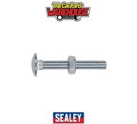 Sealey CBN1075 Zinc Plated Coach Bolt & Nut M10 x 75mm, DIN 603 - Pack of 5
