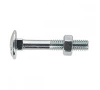 Sealey Coach Bolts & Nuts DIN 603 M6 x 40mm Zinc Plated Pack of 100