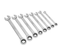 Sealey Combination Ratchet Spanner Set 8Pc Imperial Chrome Vanadium Steel S0984