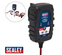 Sealey Compact Smart Trickle Charger & Maintainer 1A 6/12V - AUTOCHARGE100HF, Black