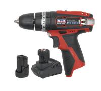 Sealey Compact Hammer Drill Driver Kit 10mm 12V Li-Ion - 2 Batteries CP1201KIT