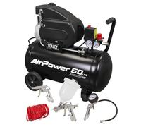 Sealey Compressor 50ltr Direct Drive 2hp with 4pc Air Accessory Kit - SAC5020APK