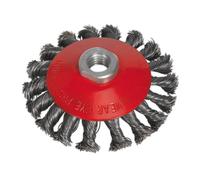 Sealey Conical Wire Brush With Twisted Steel Filaments Diameter 100mm M14 X 2mm Cwb101