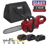 Sealey Cordless Chainsaw 25cm 20V SV20 Series Kit 2 Batteries Charger Canvas Bag
