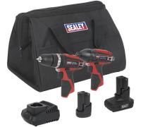 Sealey CP1200 12v Cordless 2 Piece Power Tool Kit 1 x 1.5ah & 1 x 3ah Li-ion
