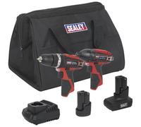 Sealey 12V 1X3Ah 1X1.5Ah Combi Drill Impact Driver Twin Kit Cp1200Combo6