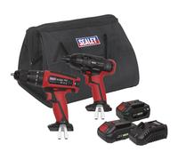Sealey CP20VDDCOMBO 20V Cordless 13mm Hammer Drill/1/2"Sq Drive Impact Wrench Combo Kit