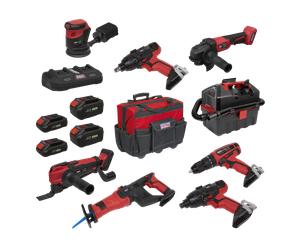 Sealey CP20VCOMBO4 8 x SV20 Series Cordless Power Tool Kit 20V - 4 Batteries