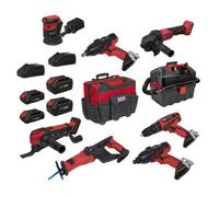 Sealey Cp20Vcombo4Eu 8 X Sv20 Cordless Power Tool Kit 20V Euro Plug 4 Batteries