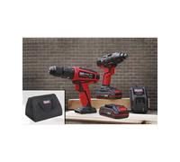 Sealey CP20VDDCOMBO 20V Cordless 13mm Hammer Drill/1/2"Sq Drive Impact Wrench Combo Kit