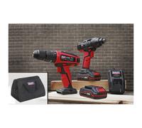Sealey CP20VDDCOMBO 20V Cordless Ø13mm Hammer Drill/1/4"Hex Drive Impact Driver Combo Kit