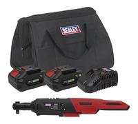 Sealey 20V 4Ah SV20 Series 3/8" Sq Drive Cordless Ratchet Wrench Kit - 2 Batteries - CP20VRWKIT