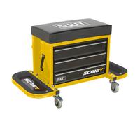 Sealey Creeper Seat Mechanics Storage Drawers Tool Box Trolley Padded Scr18Y