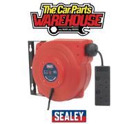 Sealey CRM10 Cable Reel System Retractable 10mtr 2 x 230V Socket Extension Lead