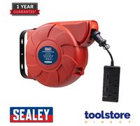 Sealey CRM15 15m Retractable Extension Cable Reel 2x 230V Sockets