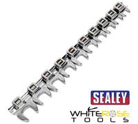 Sealey AK5989 Crowfts Foot Open-End Spanner Set 10Pc 3/8inSq Drive Metric