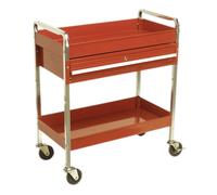 Sealey Workshop Trolley Cx101D Heavy-Duty 2-Level with Lockable Drawer Red