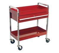 Sealey Workshop Trolley Cx101D Heavy-Duty 2-Level with Lockable Drawer Red