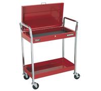 Sealey Heavy Duty 2 Shelf Trolley with Lockable Top Red