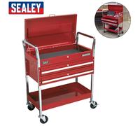 Sealey CX1042D Trolley 2-Level Extra Heavy-Duty with Lockable Top and 2 Drawers