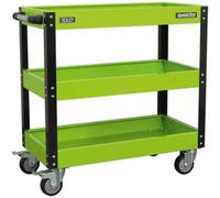 Sealey CX110HV Hi Vis 3 Shelf Trolley Green & Black