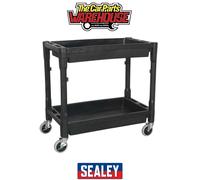 Sealey Trolley CX204 2-Level Composite Heavy-Duty 2-Shelf Black