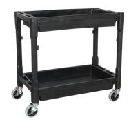 Sealey Trolley CX204 2-Level Composite Heavy-Duty 2-Shelf Black