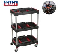 Sealey CX313 Workshop Trolley 3-Level Composite With Parts Storage Tool Trolleys