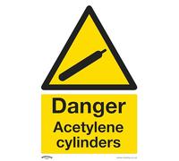 Sealey Danger Acetylene Cylinders - Warning Safety Sign - Rigid Plastic - SS63P1